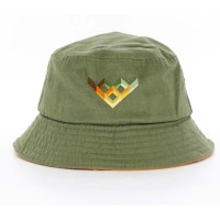 summer outdoor embroidery green cotton bucket hat